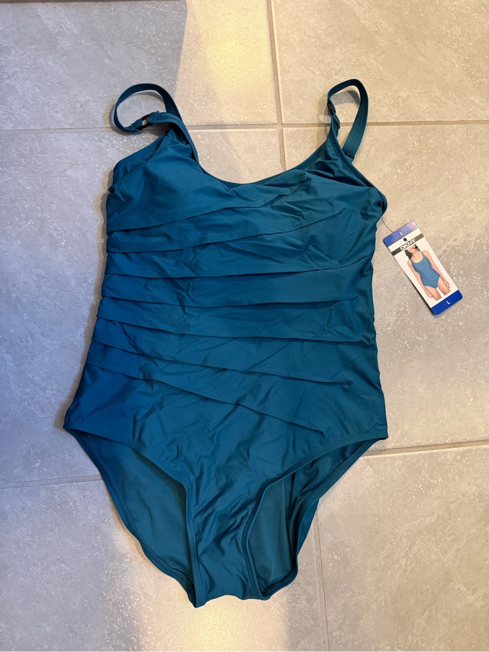 Dkny Teal One-Piece Swimsuit with Ruched Front